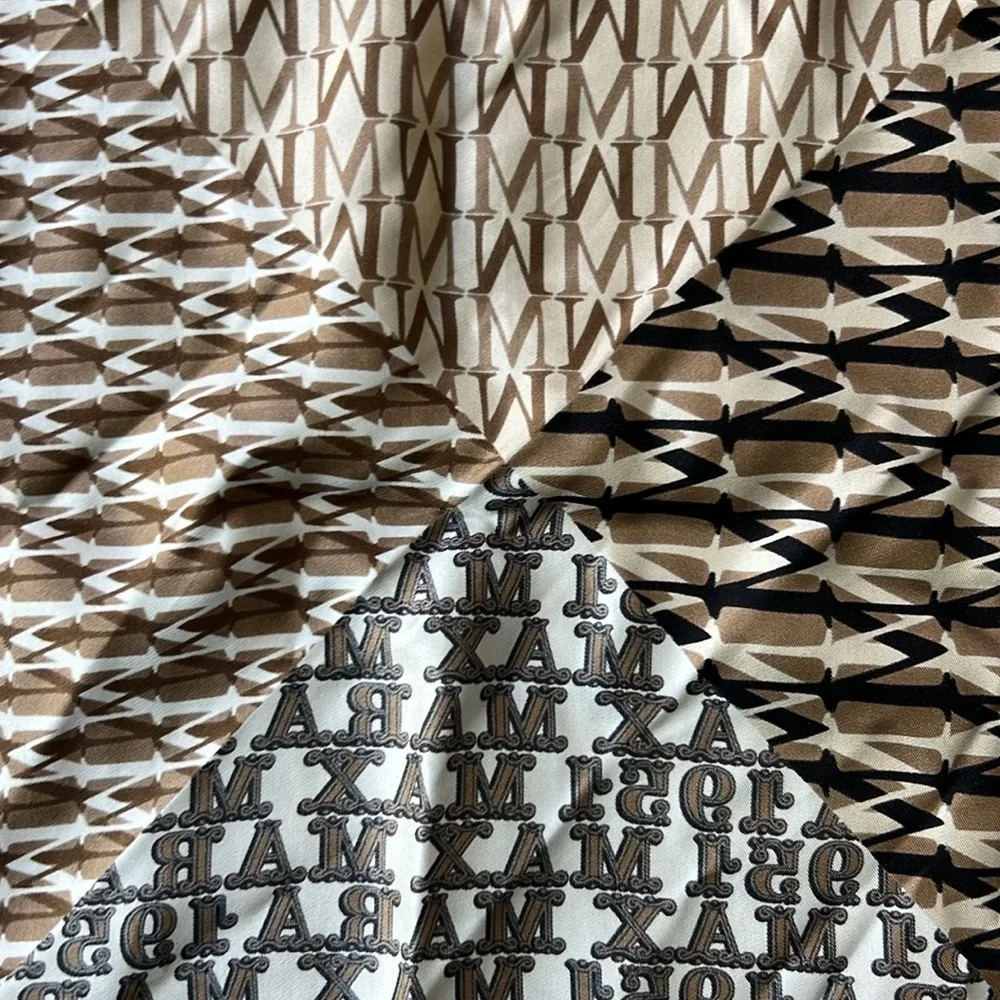 MaxMara Scarf Brown and Black Printed Silk Scarf 19x19 MaxMara 1951 - Picture 5 of 5